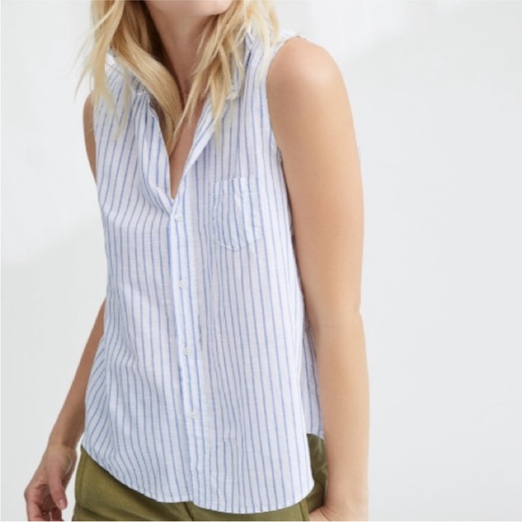 Frank & Eileen Tops - Frank and Eileen white blue thin stripe Fiona button down top